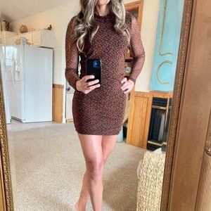 ORIGINALITY Animal Print Ruched Dress size M NWT